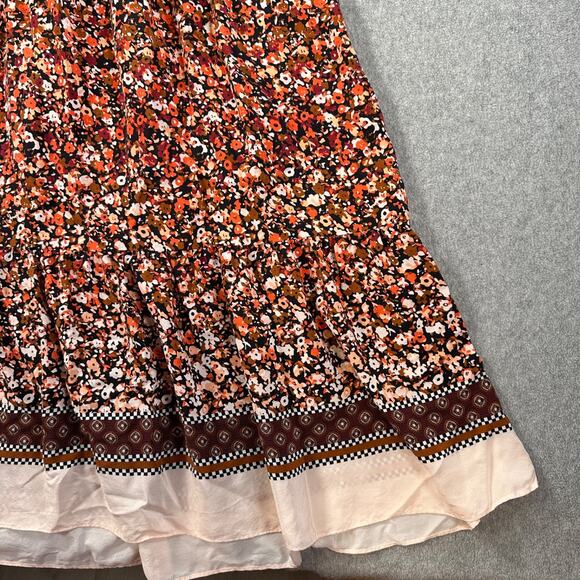 Marie Oliver Catie Midi Dress Size Small Silk Floral Long Sleeve High Neck Pleat - Picture 13 of 13